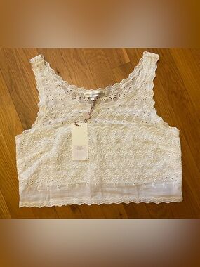 LoveShackFancy Eyelet Lace Crop Tank